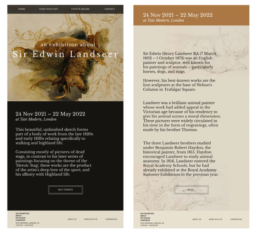 Thumbnail of a web design about Sir Edwin Landseer art exhibition.