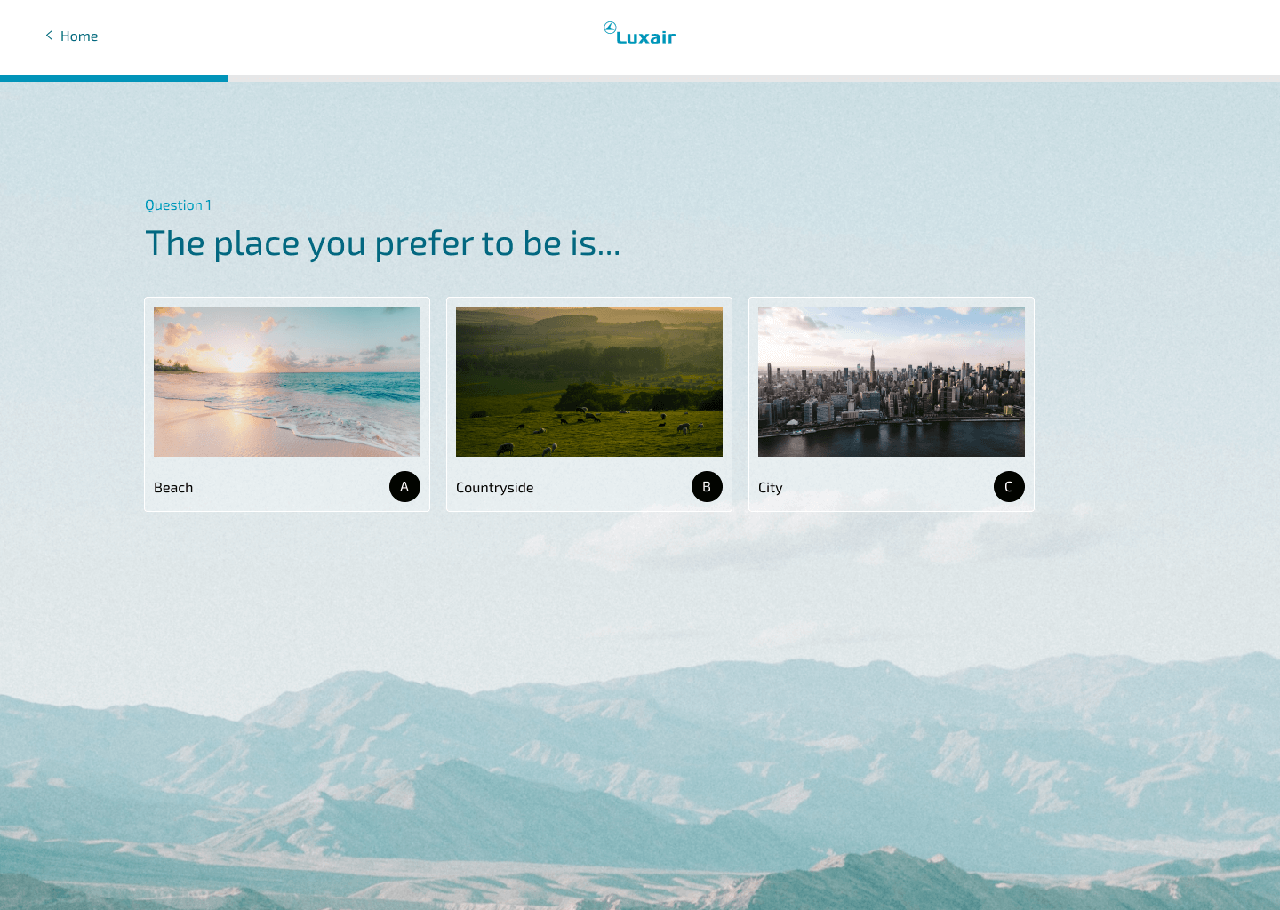 Thumbnail of a web design project about a traveling quizz.